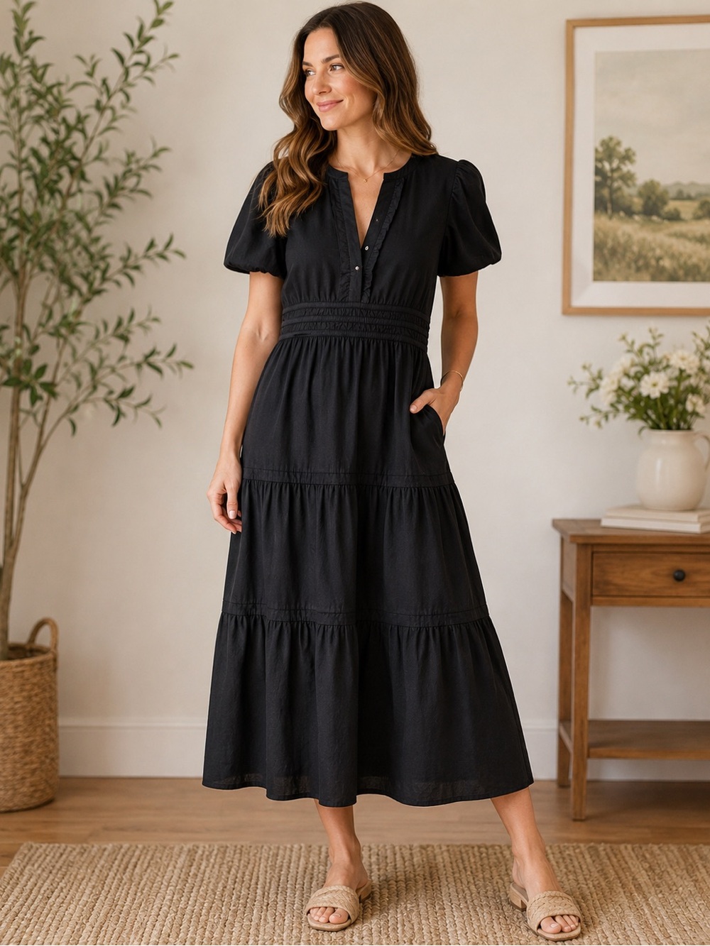 Quince Navy Blue Maxi Dress